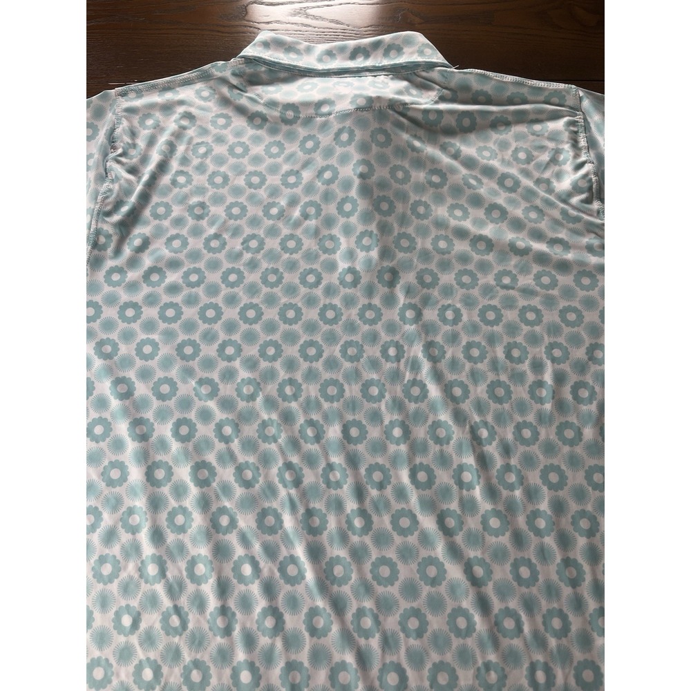 NEW Saxxon Oak Teal White Floral Golf Polo Shirt Mens 2XL NWT Performance - Picture 8 of 10